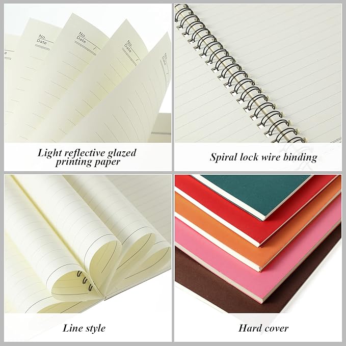 12 Pack Small Spiral Notebook A5 Lined College Ruled Spiral Journal Notebook 5.5 x 8.3 Inch Kraft Cover, 120 Pages for Work Students Office Business(Multi Colors)-DeskLoop Office