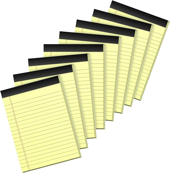 Yellow Legal Pads 4x6, 8 Pack, Narrow Ruled, Perforated, 30 Sheets per Pad | by NotePads