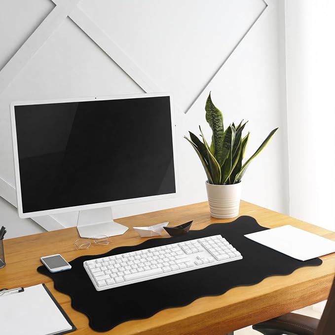 Hahafelt Scalloped Desk Mat Large Desk Pad Cute Coquette Table Mat Back to - Image 5