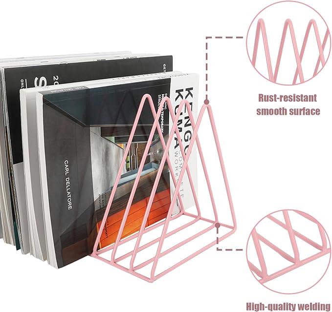 EASEPRES Vinyl Record Holder Storage, 9 Slot Metal Magazine Book Album Display - Image 4