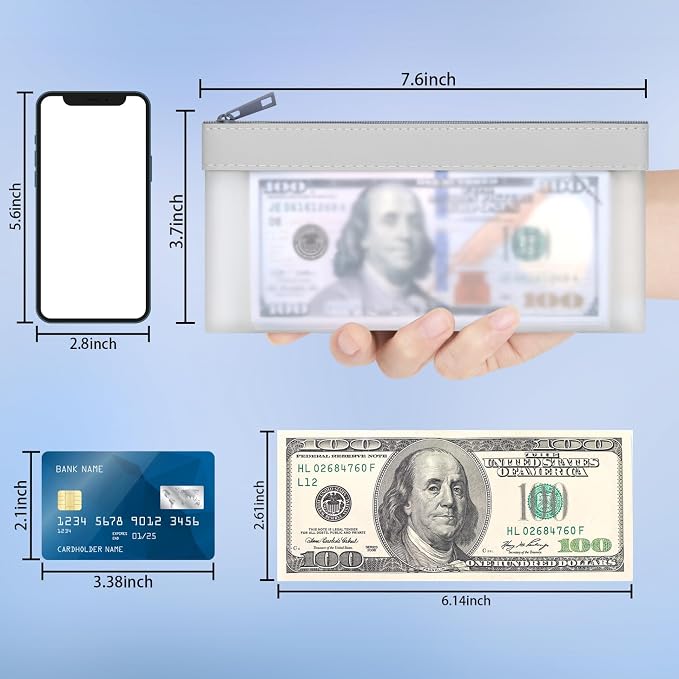 4 Pieces Money Bags With Zipper, Cash Bag, 7.6 x 3.7 inch Money Pouch, Bank Bag - Image 4