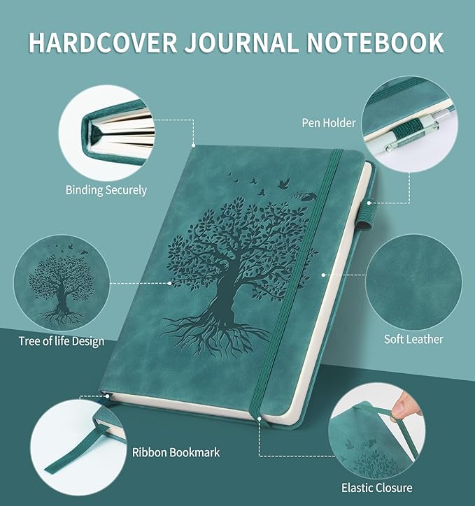 Lined Journal Notebook for Women Men, A5 Hardcover Leather Journals for Writing - Image 2