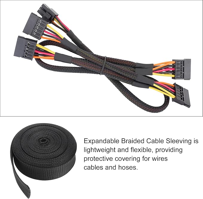 25ft PET Expandable Wire Loom 1.2 inch, PET Braided Wire Sleeving Cable - Image 5