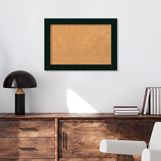Amanti Art Natural Cork Board for Wall, 20x28 Vision Board with Black Wood Frame, Medium Corkboard Office Decor for Home Organization, Modern Corkboard Pinboard to Display Items for Home Organization-DeskLoop Office
