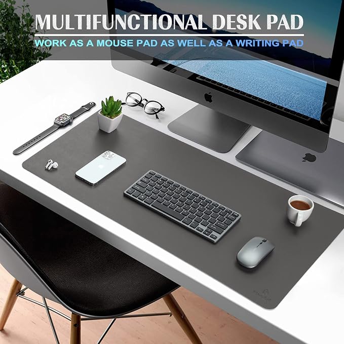 K KNODEL Small Office Leather Desk Mat, Mouse and Keyboard Pad, Computer and - Image 2