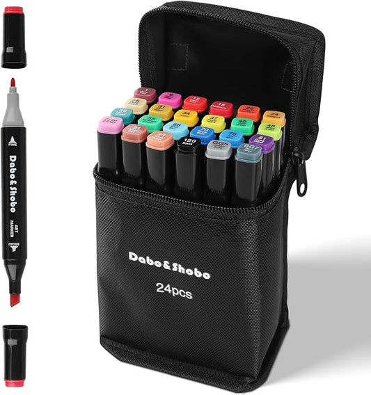Dabo&Shobo 24 Colors Drawing Markers, Dual Tip Art Markers, Coloring Marker by DaboShobo