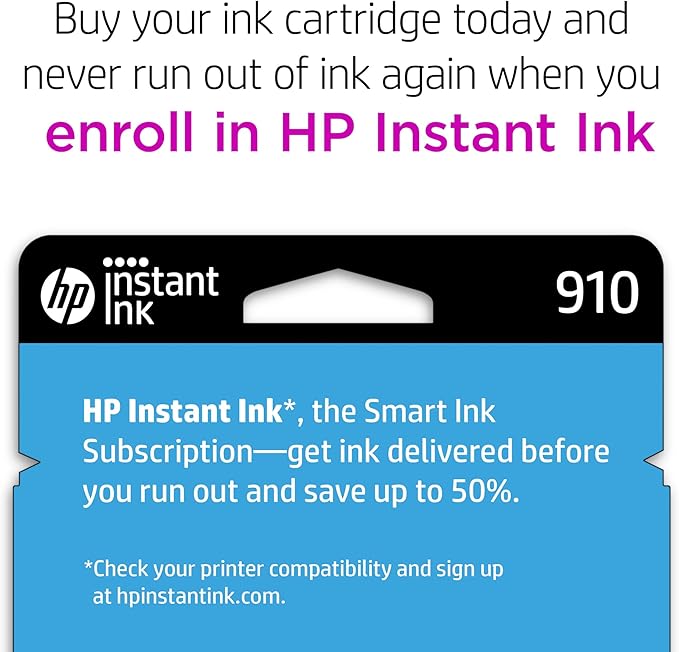 HP 910 Cyan Ink Cartridge | Works with HP OfficeJet 8010, 8020 Series, HP OfficeJet Pro 8020, 8030 Series | Eligible for Instant Ink | 3YL58AN-DeskLoop Office