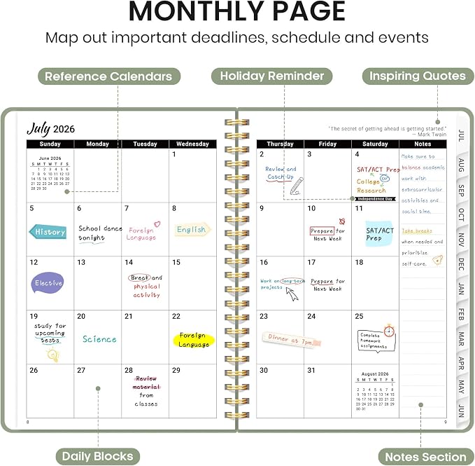 Planner 2026-2027 for Women & Men, Academic Monthly and Weekly Calendar Planner - Image 3