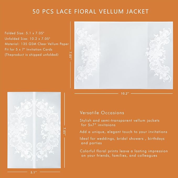 ponatia 50PCS White Foil Wedding Vellum Jackets - Image 4