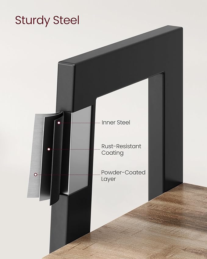 VASAGLE Ladder Shelf, 4-Tier Bookshelf, Storage Rack, Bookcase with Steel Frame, for Living Room, Home Office, Kitchen, Bedroom, Industrial Style, Camel Brown and Ink Black ULLS144B50-DeskLoop Office