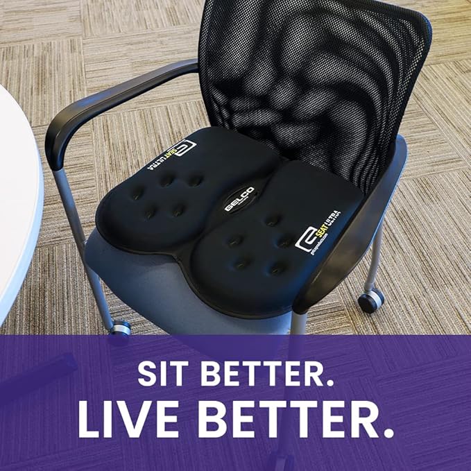 GSeat Ultra Orthopedic Gel and Foam Seat Cushion (Black) – for Coccyx, Back, Tailbone, Prostate, Postnatal, and Sciatica Pain/Discomfort – Office, Car, Chair, Travel-DeskLoop Office
