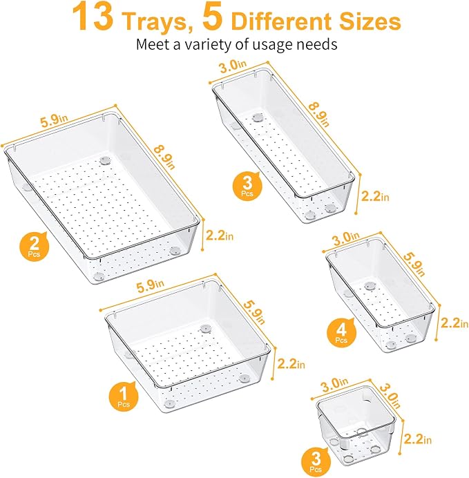SMARTAKE 13-Piece Drawer Organizers - Image 3