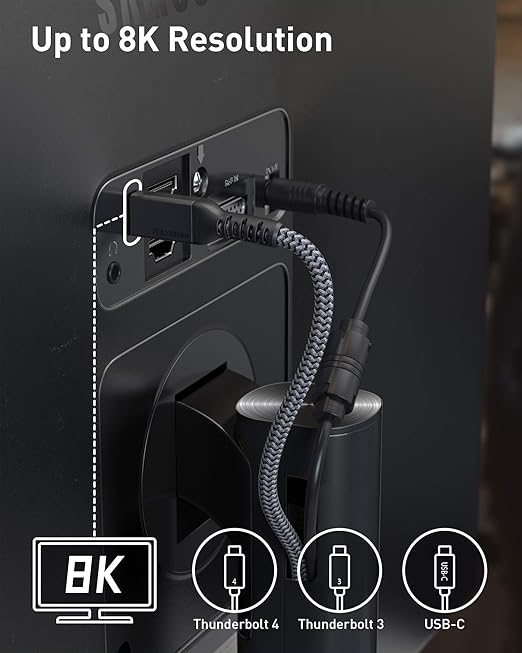 Maxonar [3.3Ft] Thunderbolt 4 Cable, 240W Thunderbolt Cable 40Gbps Sync 8K/5K@60Hz Display and for Thunderbolt 4, Thunderbolt 3, USB4, and USB-C Devices-DeskLoop Office