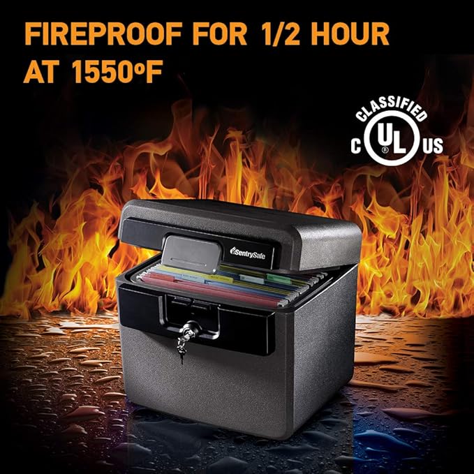 SentrySafe Black Fireproof and Waterproof Safe, File Folder and Document Box - Image 2
