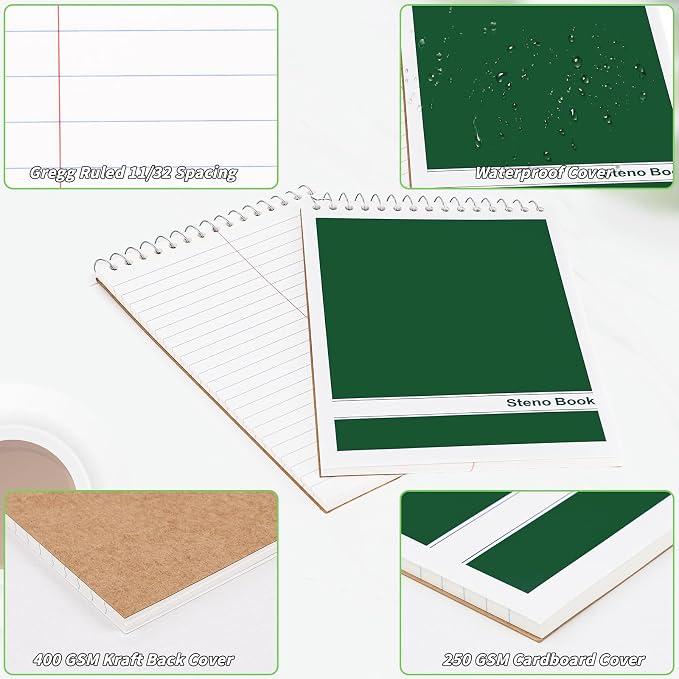 16 Pack Steno Pads 6 x 9 in Top Spiral Notebook Bulk Pack 960 Total Sheets - Image 4