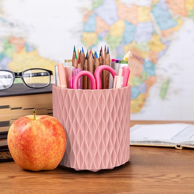 Pencil Holder - 360° Rotation, 5 Slot Desk Supplies - Image 5