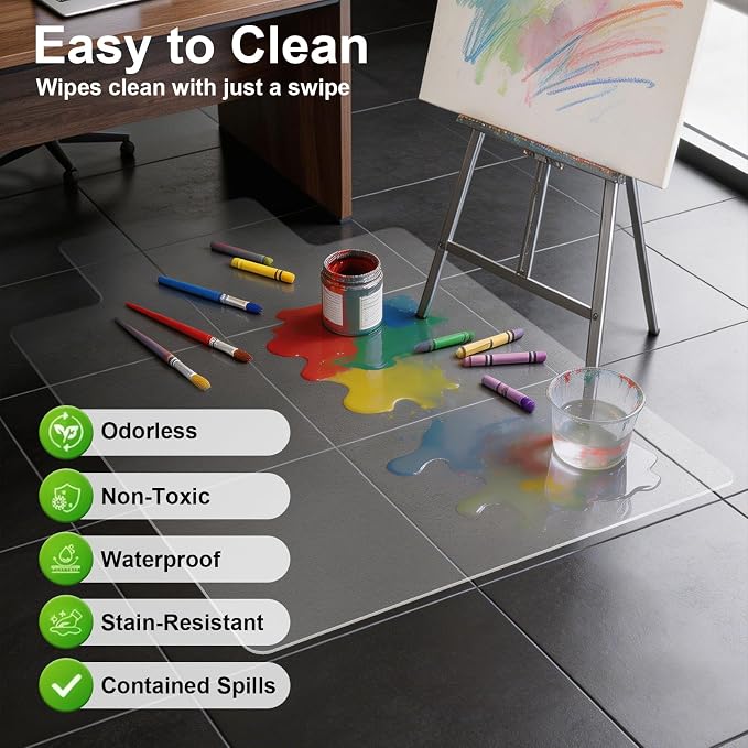 Clear Chair Mat for Hard Floor, Convex | Durable Thick PVC, Anti-slip Grip - Image 3