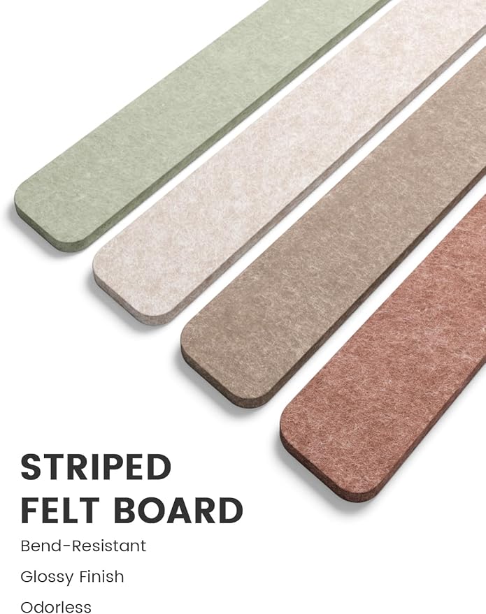 Fluxynara Cork Board Alternative Felt Strip Board 5-Pack 13"x2", Office Pin - Image 3