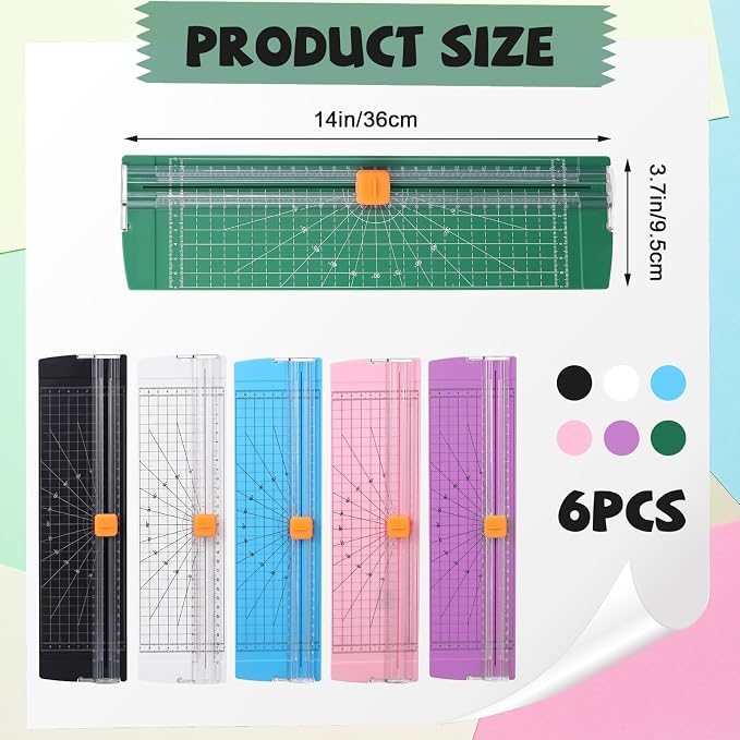 6 Pcs Paper Cutter A4 Size Bulk Includes 25 Blades Sliding Paper Trimmer - Image 2