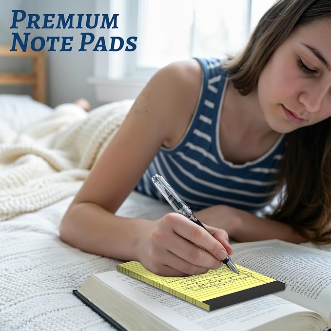 6 Pack 5 x 8 Inch Yellow Legal Pads, Double-Sided Lined Notepads - Image 3