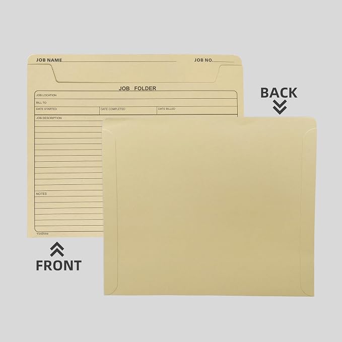 25-Pack Heavy Duty Manila Job Folders 10x12 Inch – Preprinted Project - Image 3