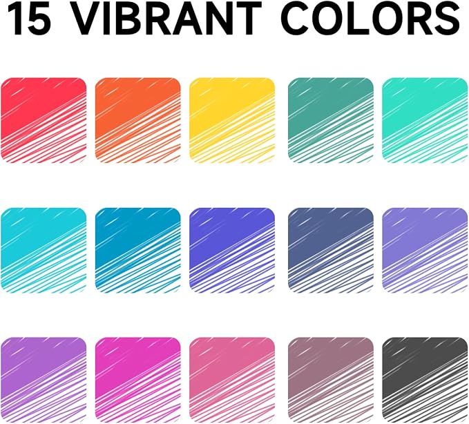Lineon Erasable Gel Pens, 15 Colors Retractable 0.5mm Fine Point Erasable Pens - Image 2