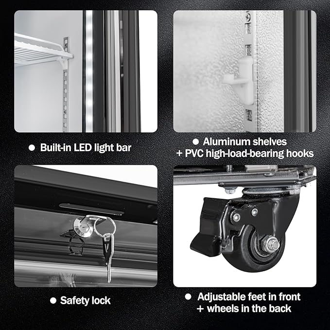 6.5 Cu.Ft Commercial Beverage Refrigerator Glass Door Upright Drink Cooler Display Fridge with Adjustable Shelves and LED Light for Restaurant Bar Store Office-DeskLoop Office