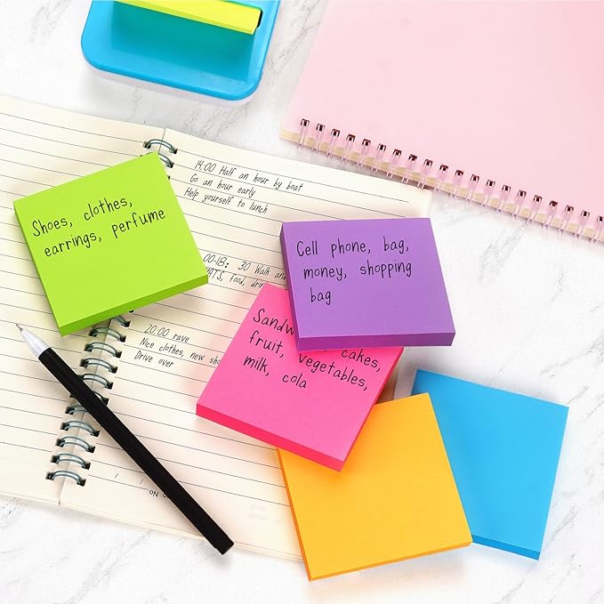 Sticky Notes 3x3 Pop Up Self-Stick Notes Pads with 6 Bright Colors, Easy to Post for Office, School, Home, 6 Pads/Pack, 100 Sheets/Pad(Pop Up)-DeskLoop Office