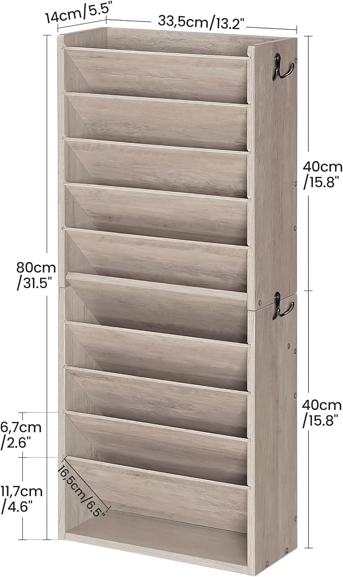CHOEZON Wall File Organizer, 10-Tier Hanging Mail Organizer, Wall Mount File - Image 2