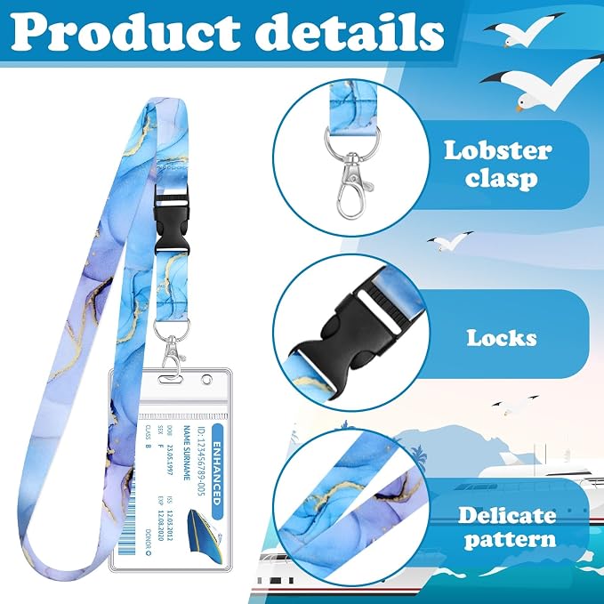 HONSIO 6 Pack Cruise Lanyard for Ship Cards Detachable Marble Lanyards - Image 3
