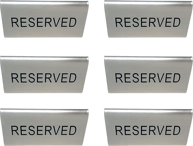 Metal Magery Reserved Table Signs Stainless Steel Metal Table Tent Sign by METAL+MAGERY