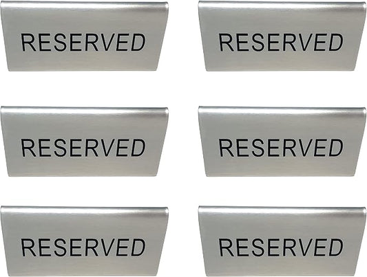Metal Magery Reserved Table Signs Stainless Steel Metal Table Tent Sign by METAL+MAGERY