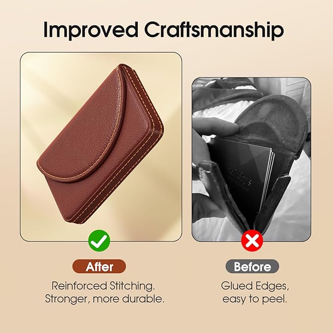 MaxGear Business Card Holder Case, PU Leather Business Card Case, Coffee | - Image 3