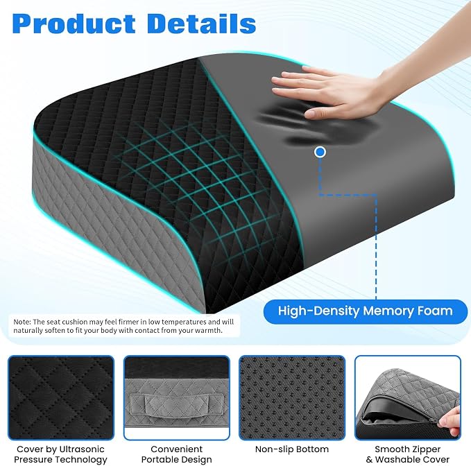 Seat Cushion for Office Chair, Memory Foam Chair Cushions, Car Seat Cushion for - Image 3