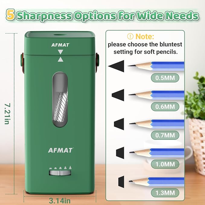 AFMAT Electric Pencil Sharpener, Fully Automatic Pencil Sharpener, Auto in & Out - Image 3