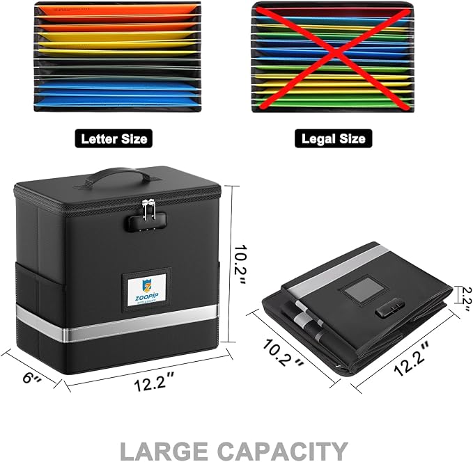 Fireproof File Box with Lock, Document Box Storage Organizer, Suitable - Image 4