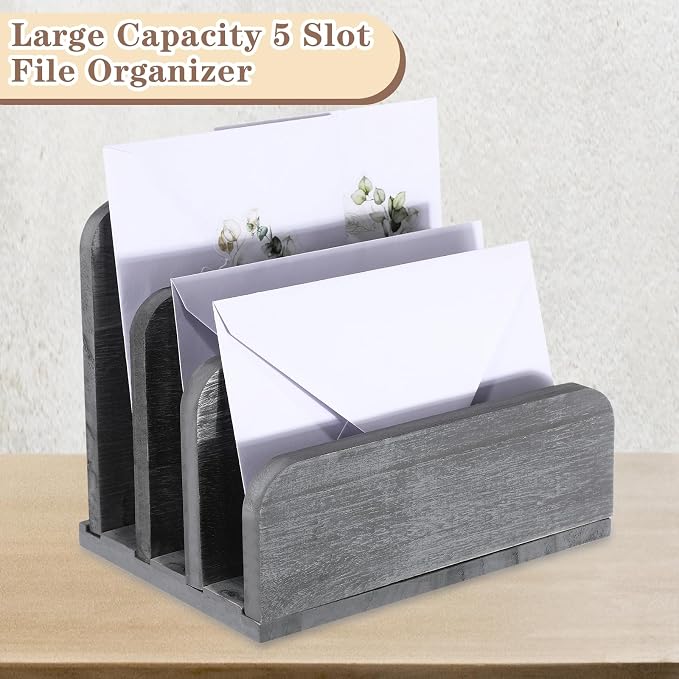 Briwooody Wooden Mail Organizer 3 Slots Mail Holder - Image 6