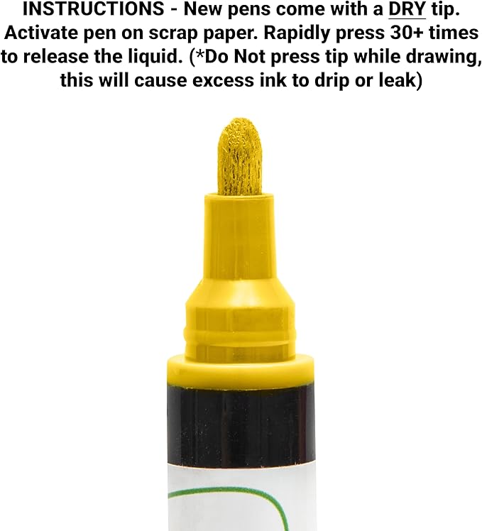 Glass Pen Window Marker: Liquid Chalk Pens for Glass, Whiteboard Markers with Washable Paint - Graduation, Car Windows, Mirror Pen, Storefront, Wedding, Parade, Party & Holiday (Yellow, Fine Tip)-DeskLoop Office