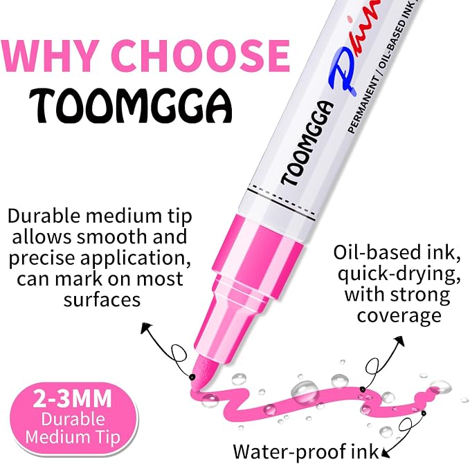 TOOMGGA Pink Permanent Paint Pens - Image 3