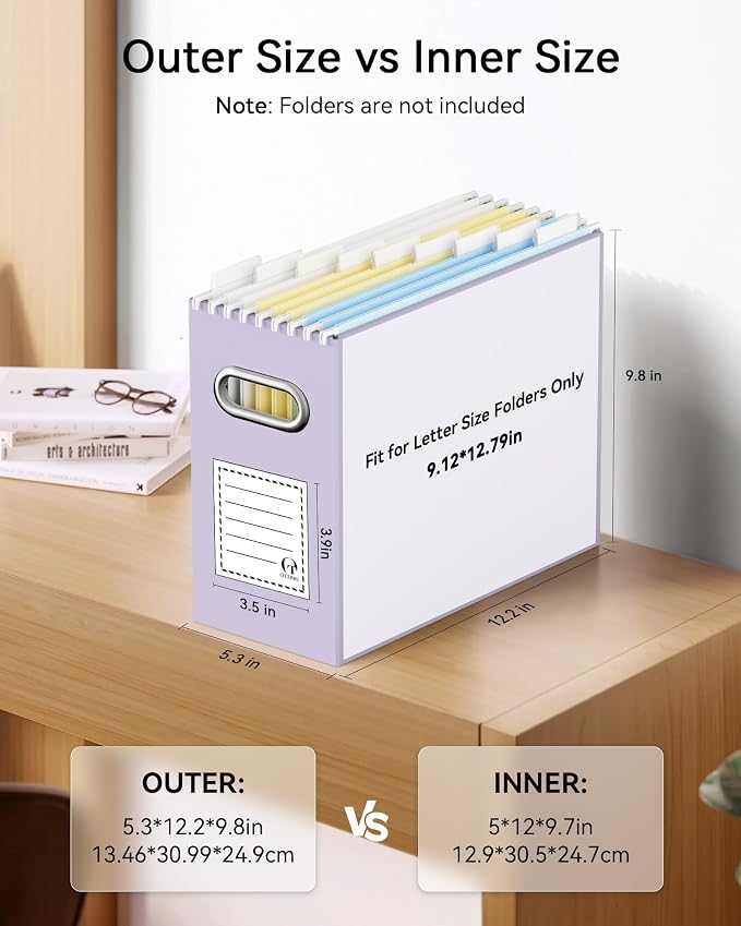 Oterri File Organizer Box, Portable Collapsible Cardboard File Folder Organizer - Image 2