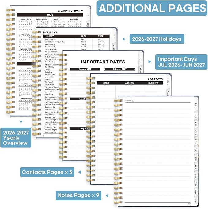 Academic Planner 2026-2027, Weekly and Monthly Calendar Book, July 2026 – June - Image 4