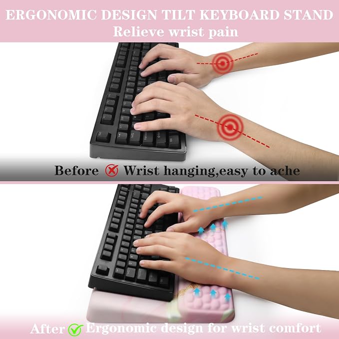 Ergonomic Keyboard Stand with Wrist Rest, Computer Wrist Support Pad, Tilted - Image 3