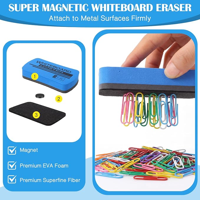 Outus 12 Pcs White Board Erasers Bulk Magnetic Dry Erase Erasers Assorted Color - Image 5