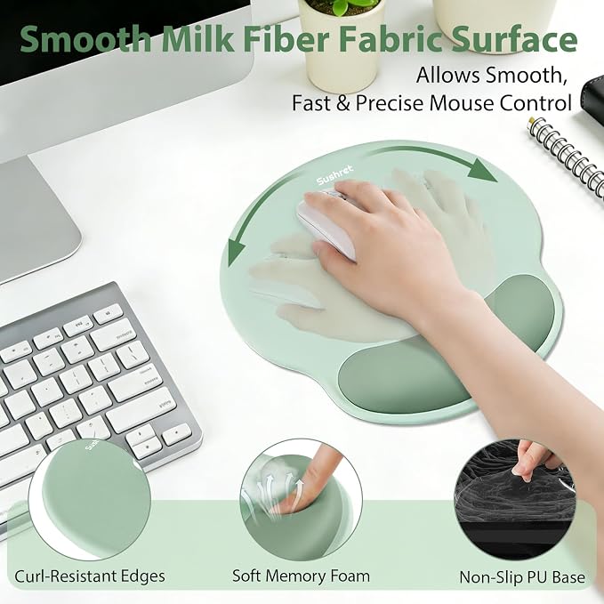 Sushret Mouse Pad and Keyboard Wrist Rest, 3-in-1 Gel Memory Foam Ergonomic - Image 3
