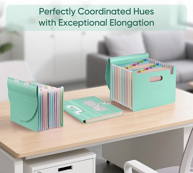 Agoer 13 Pockets Accordion File Organizer, Wheat Straw Expanding File Folder - Image 5