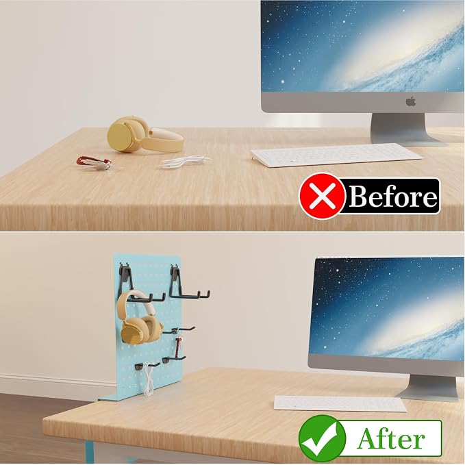 Henitol Desk Side Storage with Clamp-On Desk Pegboard, Steel Privacy Panel - Image 4