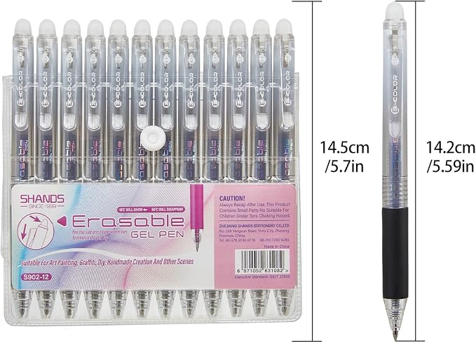 12Pcs Retractable Erasable Gel Pens Clicker, Fine Point 0.7mm Smooth Writing - Image 2