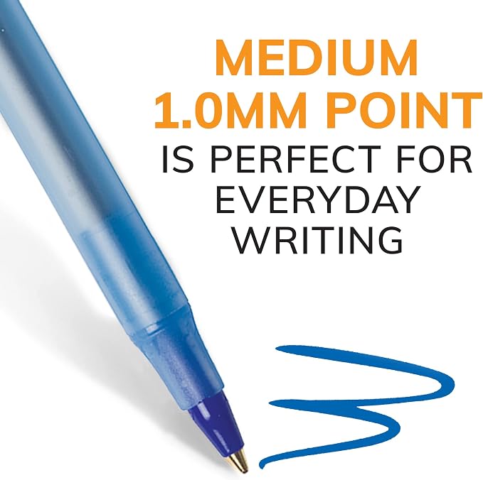 BIC Round Stic Xtra Life Blue Ballpoint Pens, Medium Point, 144-Count Pack of - Image 3