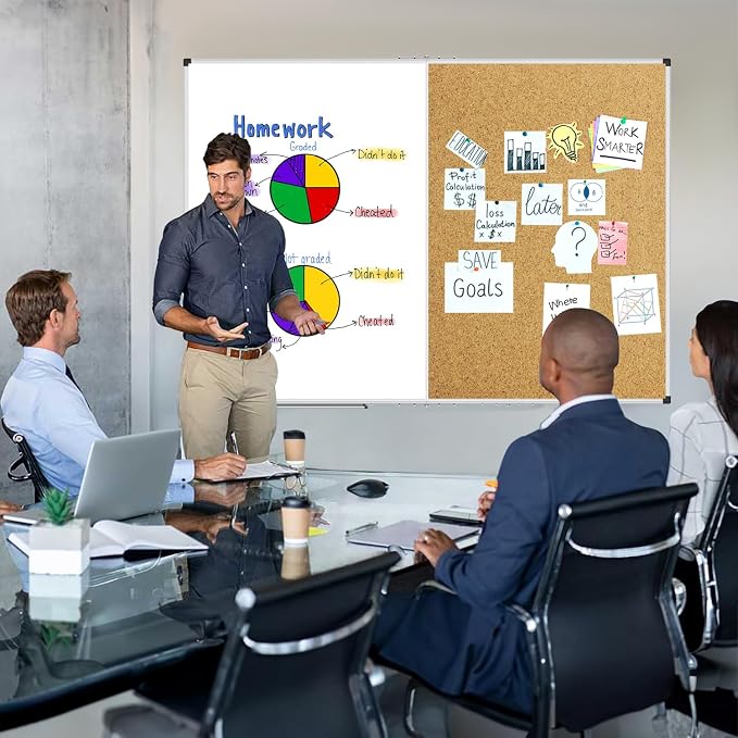 XBoard Extra Large Magnetic White Board and Bulletin Corkboard Combination - Image 4