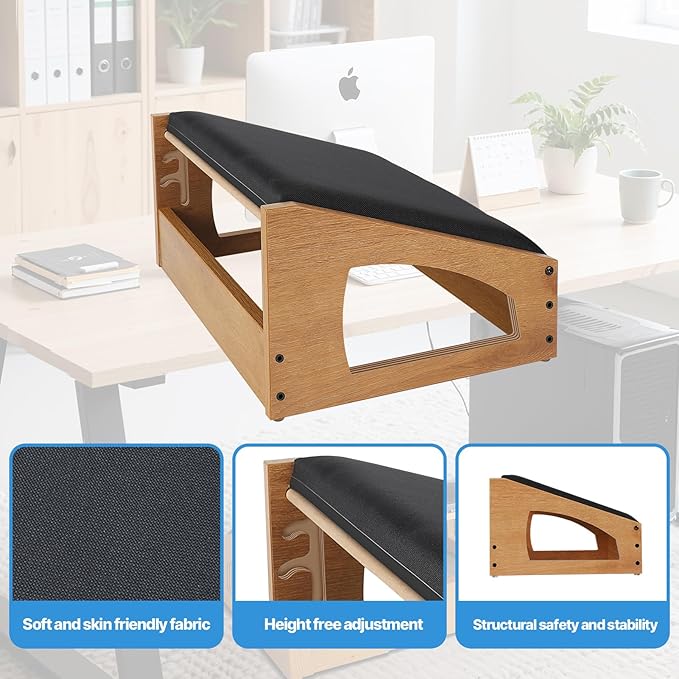 Ergonomic Foot Rest, 4 Adjustable Height Foot Stool,Footrest Under Desk， Soft Cushions,Foot Rest Office,Improving Posture, Promoting Blood Circulation（Natural）-DeskLoop Office